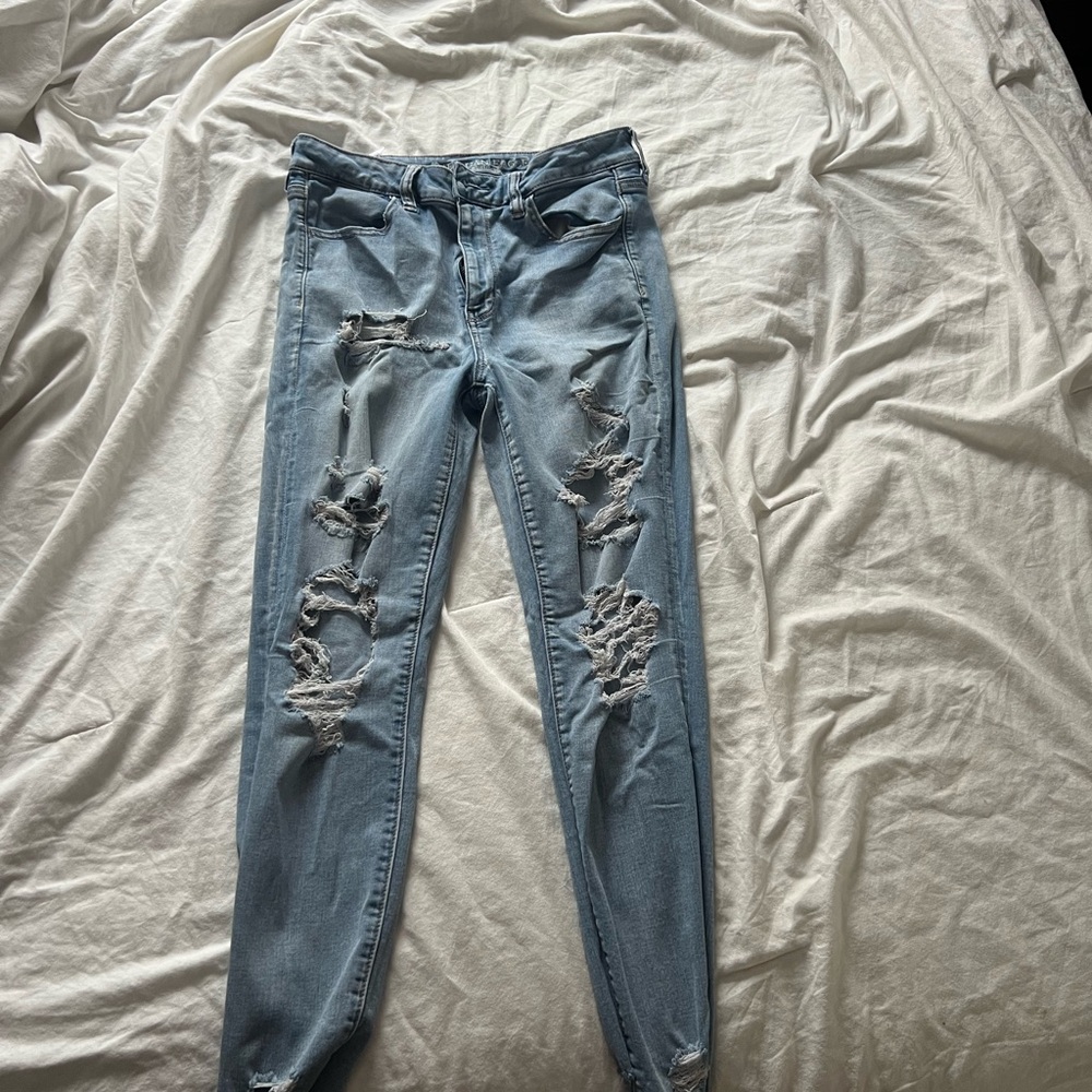 American Eagle Outfitters Light Blue Ripped Skinny Jeans